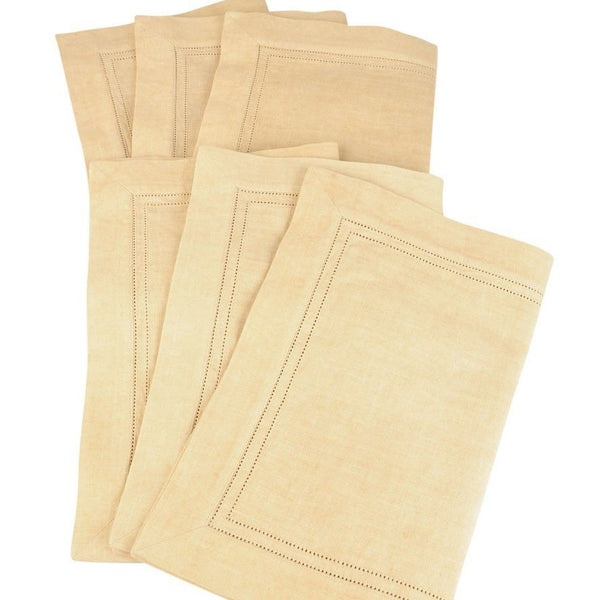 18 x 18 Ivory Linen Hemstitched Dinner Napkins- Set of 4 Ladder Hem Stitch Cloth Napkin
